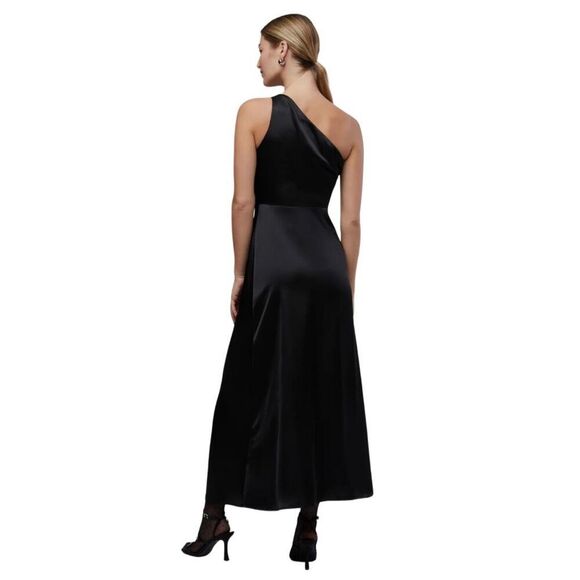 NWT Rachel Parcell Black One Shoulder Slit Midi Dress - Picture 2 of 6